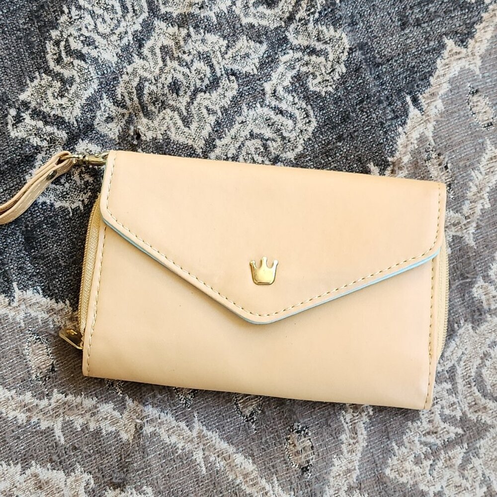 Crown Cream Wallet Wristlet